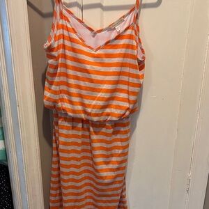 Jonathan Martin Vibrant Orange and White Striped Dress
